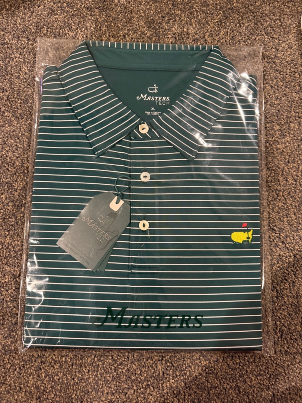 2026 NWT Masters Men's Green Striped Polo Shirt